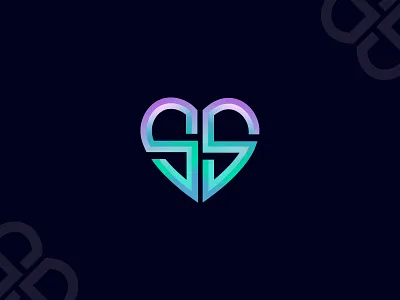 Heart logo (SS) 3d logo black blue brand brand identity brandauxin business cool design flat gradient heart icon illustration logo minimal s ss typography vector