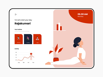 Fitness keeper - Web design branding colours design exercise flat girl illustraor illustration minimal minimalistic practicing typography vector web website yoga