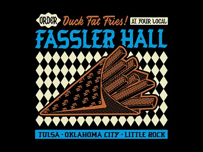 Fassler Hall apparel badge bar food branding design duck fat fries fries german identity illustration little rock okc pub tulsa typography