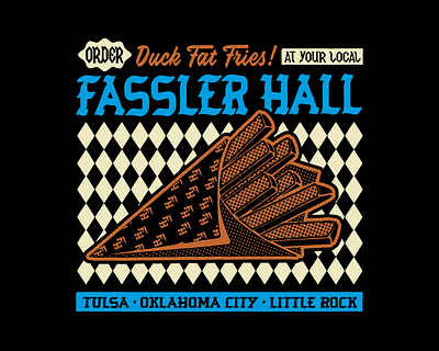 Fassler Hall apparel badge bar food branding design duck fat fries fries german identity illustration little rock okc pub tulsa typography