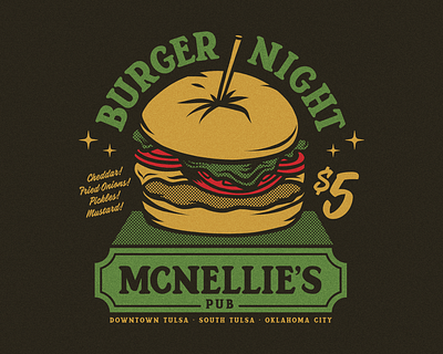 McNellie's Pub apparel badge beer branding burgers deals design food illustration logo okc pub tulsa typography vintage