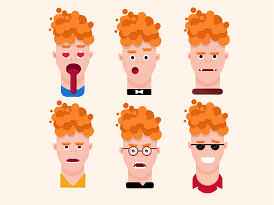 Emotions flat design art boy cartoon character characterdesign emotions flat flatdesign graphicdesign illustration logo man person vampire vector