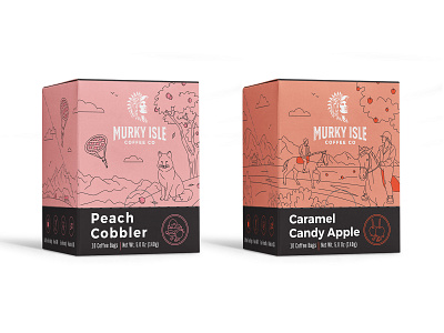 Packaging design for design for a single serve coffee company 3 coffee drawing illustration monoline nature