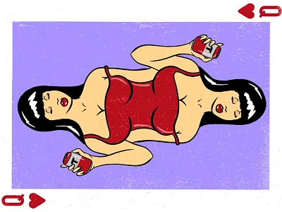 Queen of Hearts beer blackjack cartoon dame design dress heart illustration pinup pinup girl playing card poker procreate queen queen of hearts red sexy tecate