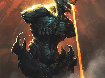 The Ideologue apocalypse demon fantasy hell horror illustration lagma lava nihilism procreate ruins statue surreal