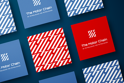The Motor Chain pattern blockchain blue branding car digital identity identitydesign logotype motor motorbike motorchain motorcycle pattern pattern design patterns racing red vector vehicle