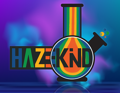 HAZEKIND BRAND BONG DRAWING ALTERNATIVE LOGO FINAL brand brand design brand identity branding branding design cannabis logo design illustration logo marijuana logo vector