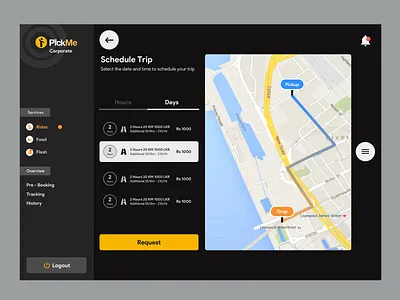 Pickme Corporate Portal - Dark Theme behance branding design dribbble google design illustration invision materialdesign mobile onboarding sketch typography ui ux web