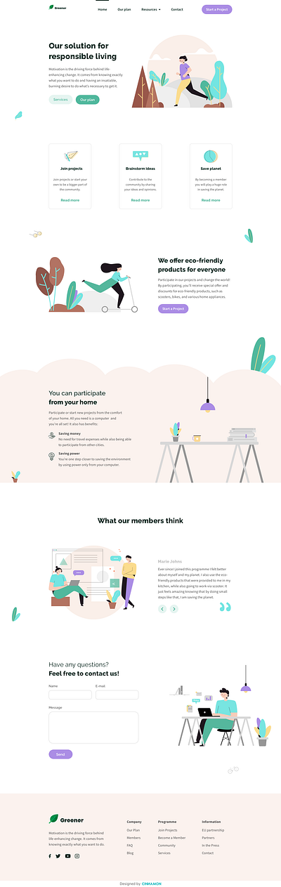 Landing Page Design: Greener ui ux vector website design