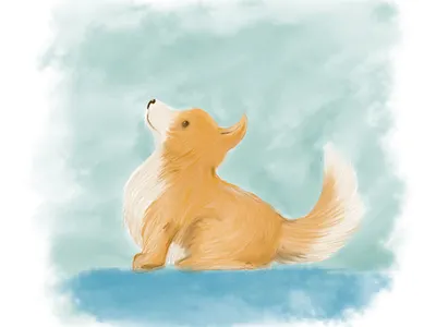 Sit color colour digital dog drawing happy illustration patient sketchbook