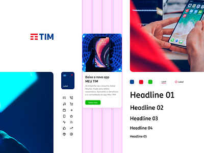 Mood board - Concept Design for TIM Mobile brasil components concept design system icons mobile moodboard style styleguide telecom typogaphy ui ux