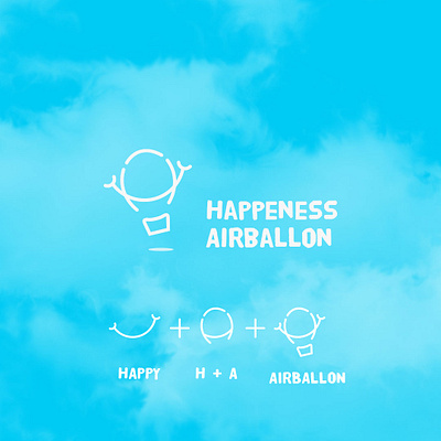 happiness airballon logo app design flat icon illustration logo type typography vector web