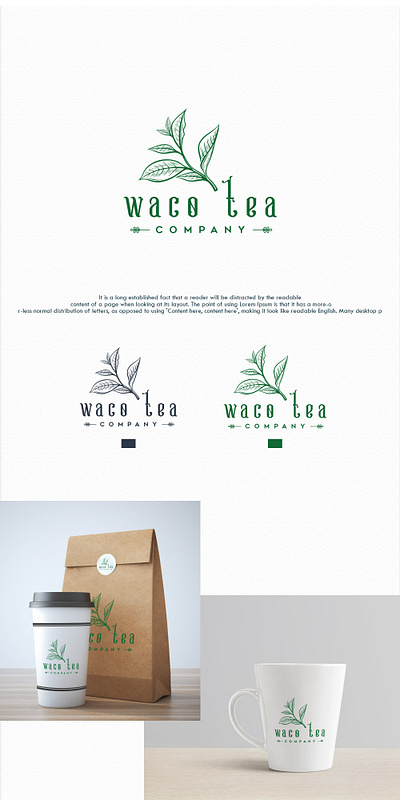 Waco Tea Company design flat logo minimal typography vector website