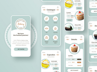 Bakery app design illustration minimal ui ux web