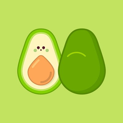 Avocado cute flat fruit fruits illustration minimal vector vector art vector illustration vectorart