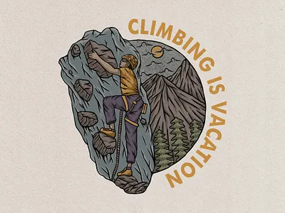 climbing mountain badge vintage hand drawn design illustration art badge badge logo climbing climbing t shirt clothing clothing brand clothing company design graphic design illustrator mountain pinetree shirt tropical tshirtdesign vector vintage badge vintage design vintage logo