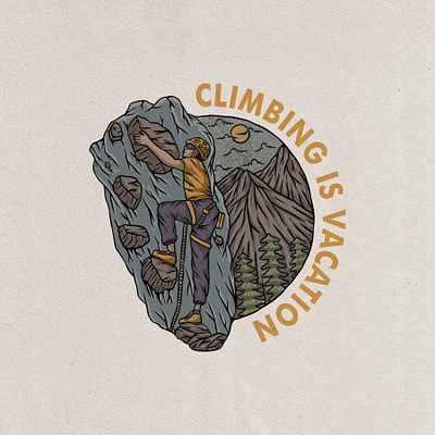 climbing mountain badge vintage hand drawn design illustration art badge badge logo climbing climbing t shirt clothing clothing brand clothing company design graphic design illustrator mountain pinetree shirt tropical tshirtdesign vector vintage badge vintage design vintage logo