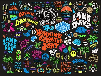 BDGT - End of Summer - Artist's series branding design hand drawn hand made illustration lake logo minimal sketch sketches summer surf surf art texture