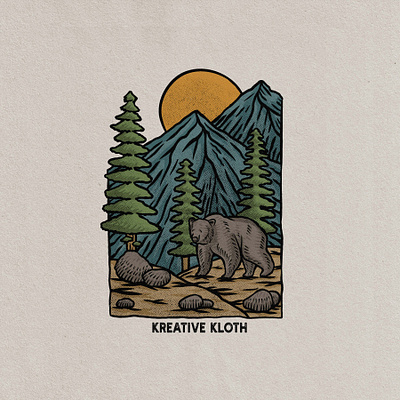 bear mountain badge vintage hand drawn design illustration aloha art badge badge logo bear bears clothing clothing brand clothing company clothing design clothing label design graphic design illustrator tropical vector vintage vintage badge vintage design vintage logo