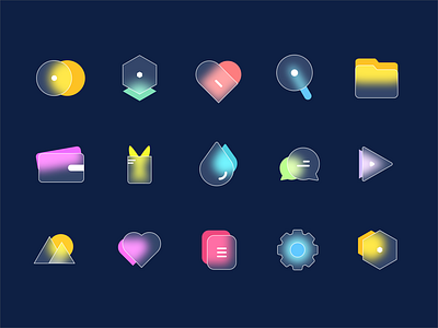 Blur icon set 16 icon app icon blue blur blur icon blur set branding card icon drop icon file icon icon icon pack icon set illustration play icon setting icon trendy icon vector