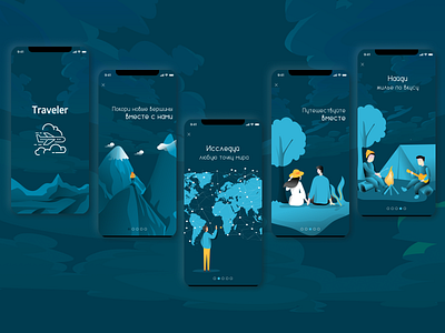 Onboarding Travel App Dark app design ui vector