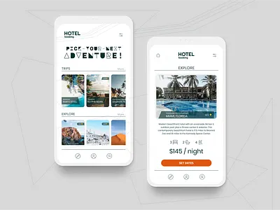 Hotel Booking: DailyUI_067 adventure booking booking app daily daily 100 challenge home hotel hotel booking hotels mobile mobile app mobile app design mobile design mobile ui set dates ui interface vacation rental vacations