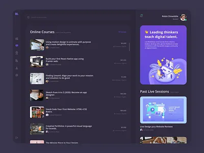 Online Courses UI Dashboard branding clean course courses dark dashboard design inspiration tutorials ui ux webdesign website