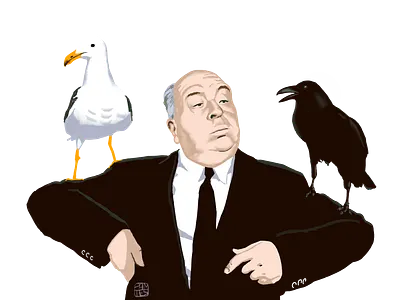 Hitchcock digital director hitchcock illustration movie portrait