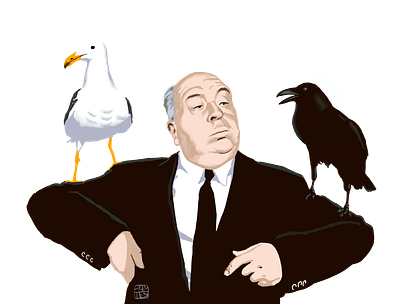 Hitchcock digital director hitchcock illustration movie portrait