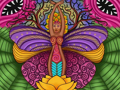 Healing Yoni beauty book illustration butterfly colors concept art digital art dream fantasy illustration painting