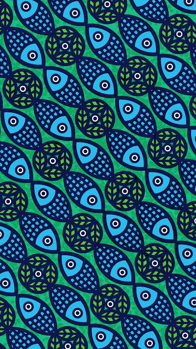 Fish & Eye Pattern design eyes fish flat illustration minimal