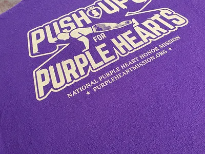 Push-ups for Purple Hearts fundraiser logo military purple heart screen print screenprint