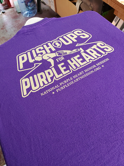 Push-ups for Purple Hearts fundraiser logo military purple heart screen print screenprint