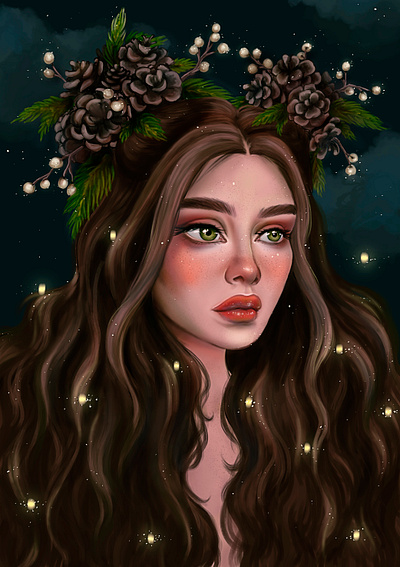 Pinecone Fairy adobe photoshop character character illustration digital fantasy forest girl character girl illustration illustration portrait whimsical