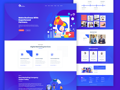 Marketer Digital Marketing ui template agency design gradient graphic design illustration ui ux web template website