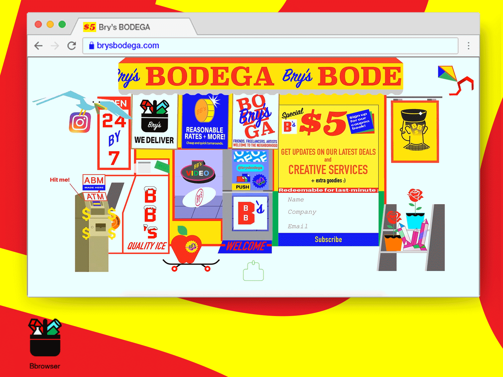 Bry's BODEGA andrey smirny animated gif atm b2b bodega bodegacat branding creative direction creativestudio flat illustration kite reciept seagull webdesign webdevelopment website