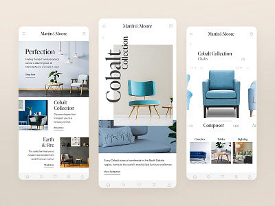 Martin&Moore adobe adobexd app app ui chairs cobalt decorate design ecommerce furniture furniture store home shopping site store ui uidesign ux web xd