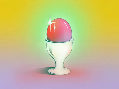 StillHereStillLife Week 24 abstract cup dish egg eggcup food glow gradient illustration neon procreate server shine shiny sparkle sparkling still life surreal tableware texture