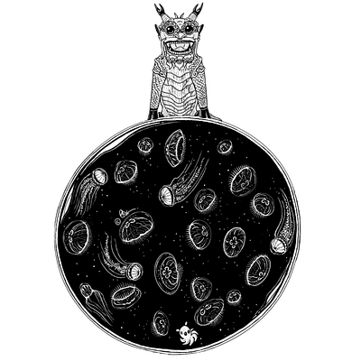 Jellyfish Ball blackandwhite digital illustration random weird