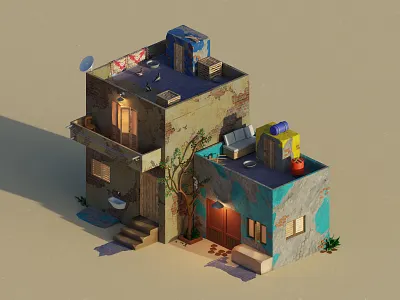 Old House - Low poly 3d blender blender3d house illustration isometric lowpoly old render