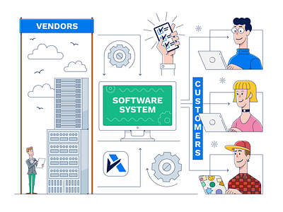 Boundaries of the system 2d art adobe illustrator app character design characterdesign coders computer computers creative design designers flat illustration illustrator infographic laptop logo outline technology ui