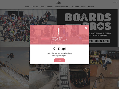 Skatepark Error Modal design error icon logo modal skateboard skatepark typography ui ux vector web web design