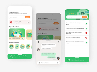 Help Center E-Commerce Page app clean green help help center e commerce help page help page center mobile mobile app ui uimobile ux ux design