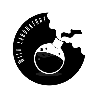 wild lab I badge badge design beaker black and white bubbles illustration laboratory logo science smoke wild