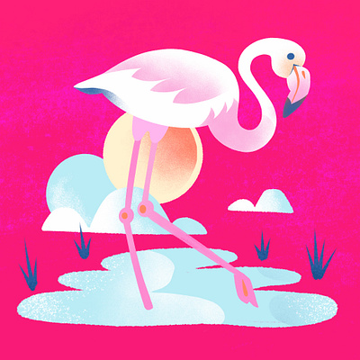 "F"=Flamingo alphabet animal character childrens book childrens illustration color flamingo illustration procreate series texture