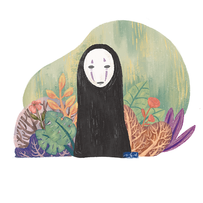 Kaonashi - Spirited Away artwork brush brushes detail detailed details drawingart illustration painting plant illustration plants procreate