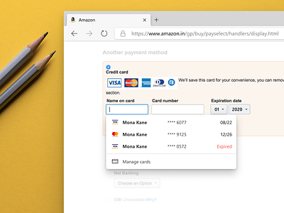 Autofill your payment details cards design minimal payment ux ux design