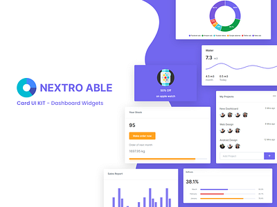 Card UI KIT - Nextro Able Dashboard Widgets Template admin admin dashboard admin template admin templates admin theme bootstrap 4 bootstrap admin branding card uikit ui kit uidesign uiux widget widgets