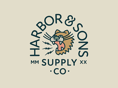 Harbor & Sons Supply Co Pt. VII 2d animal animals animals logo badge beast branding design flat icon illustration jungle lighting logo roar thunder tiger tigers typography vector