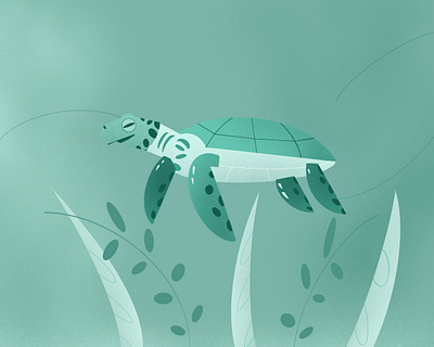 Sea Turtle🐢 design dribbble green illustration illustrator plants procreate seaturtle tosca turtle